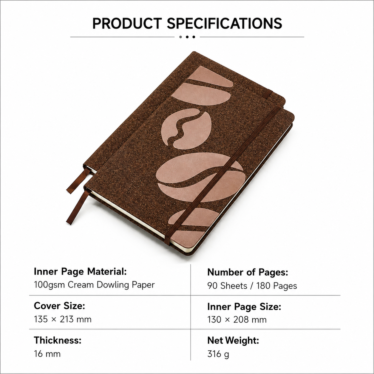 Coffee Pattern Hardcover Notebook - 90 Sheets view 5