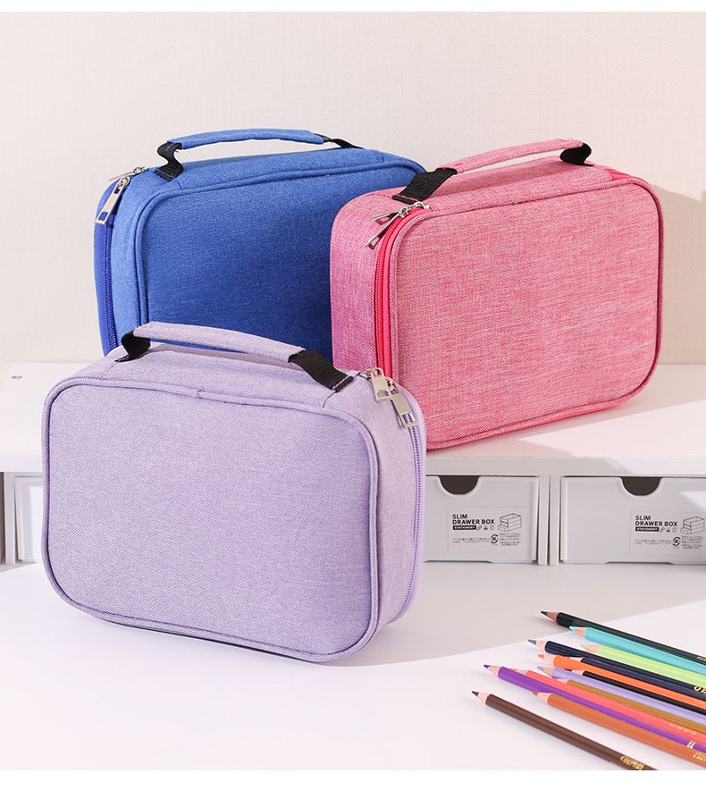 Large Capacity 72-Slot Pencil Case - Blue Multi-Layer Zipper Stationery view 7