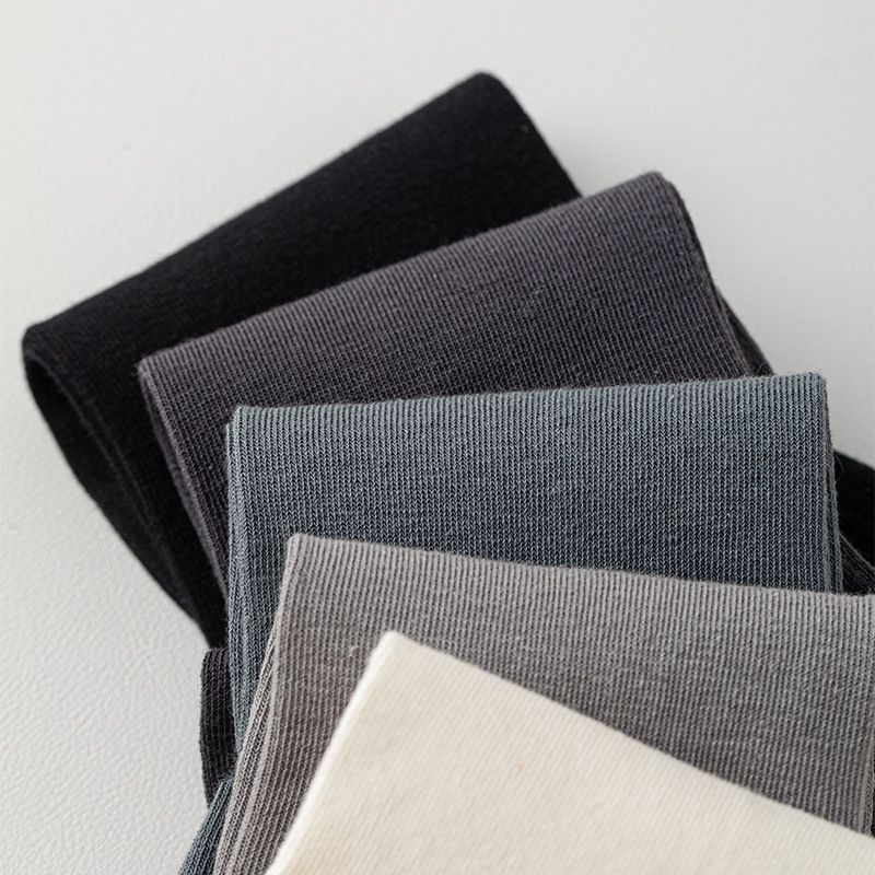 5 Pairs Light Gray Cotton Blend Ankle Socks - Solid Colour Breathable Short view 5