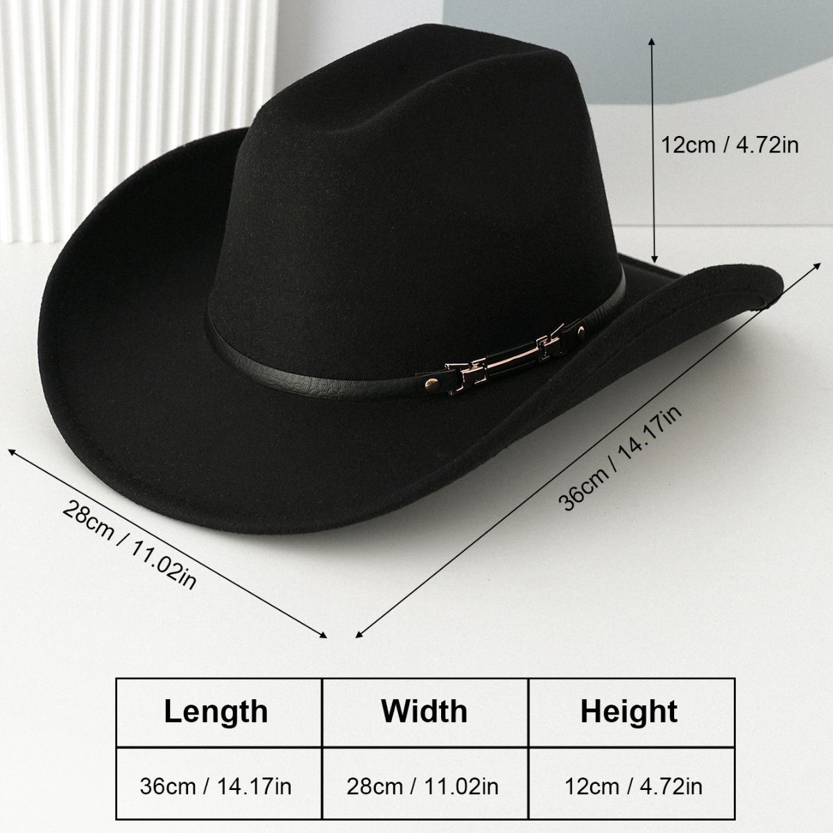 Western Cowboy Hat - Beige Wide Brim Cowboy Hat with Leather-Look Band view 5