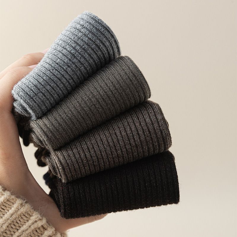 5 Pairs Men's Ribbed Crew Socks - Assorted Dark Colours view 7