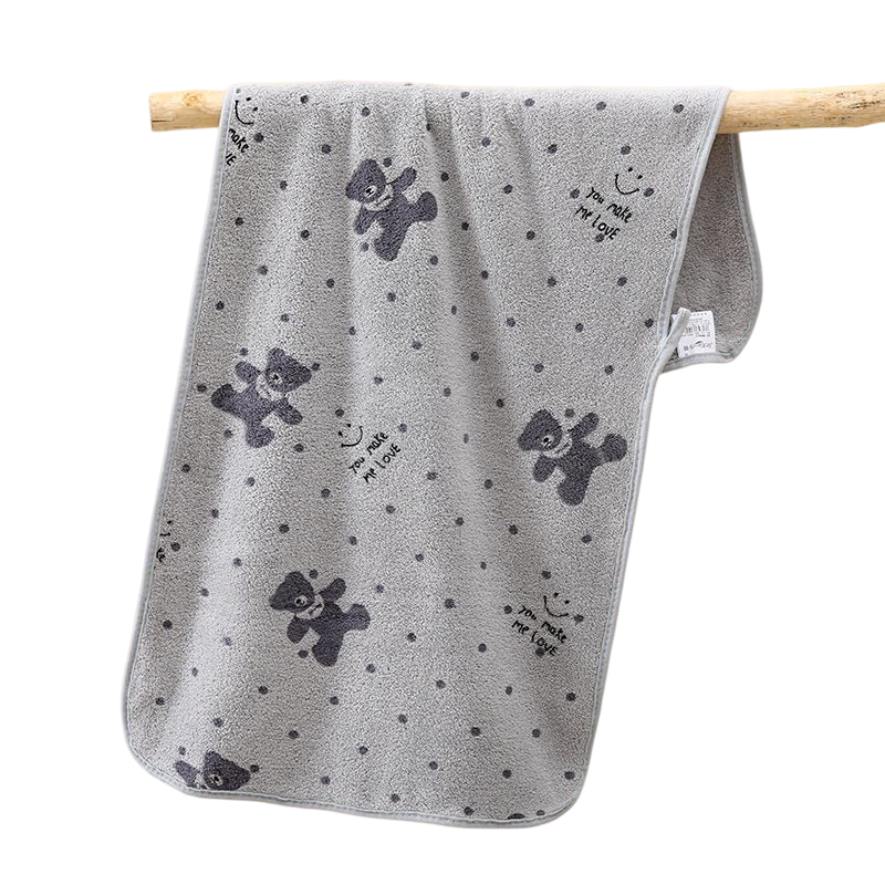 Gray 5-Piece Soft Absorbent Towel Set - Bear Print Face and Bath Towels with