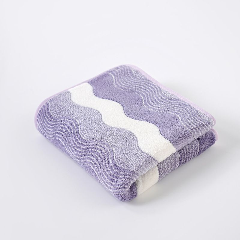 Purple 5-Pack Wave Pattern Towels - Thick Soft Absorbent Face Towels with