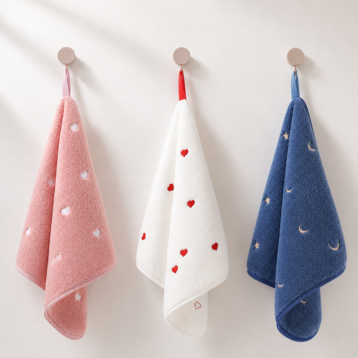 5-Pack Hanging Hand Towels (Blue)- 30 x 30 cm Soft Absorbent Quick-Dry Square view 3