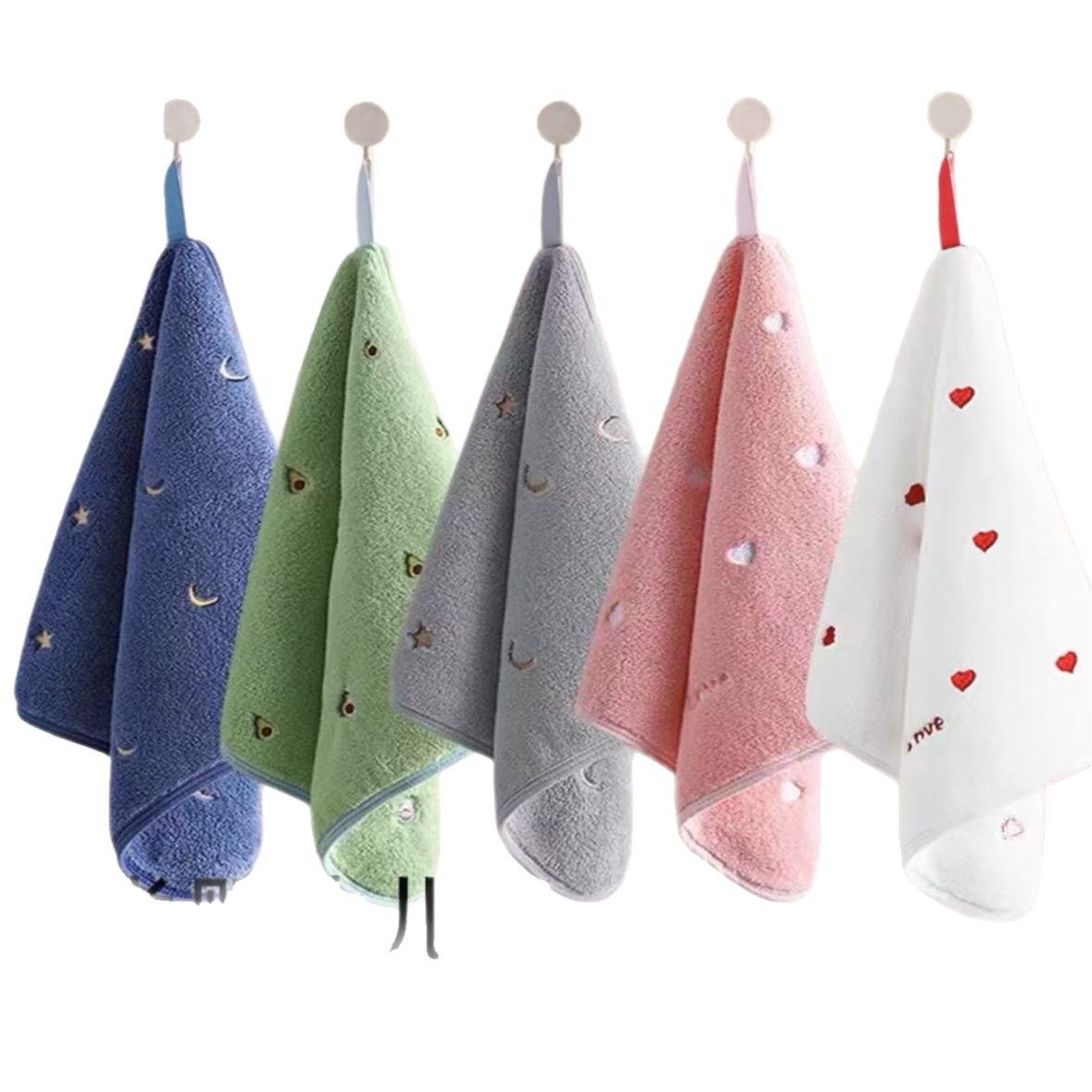 5-Pack Hanging Hand Towels (White)- 30 x 30 cm Soft Absorbent Quick-Dry Square view 6
