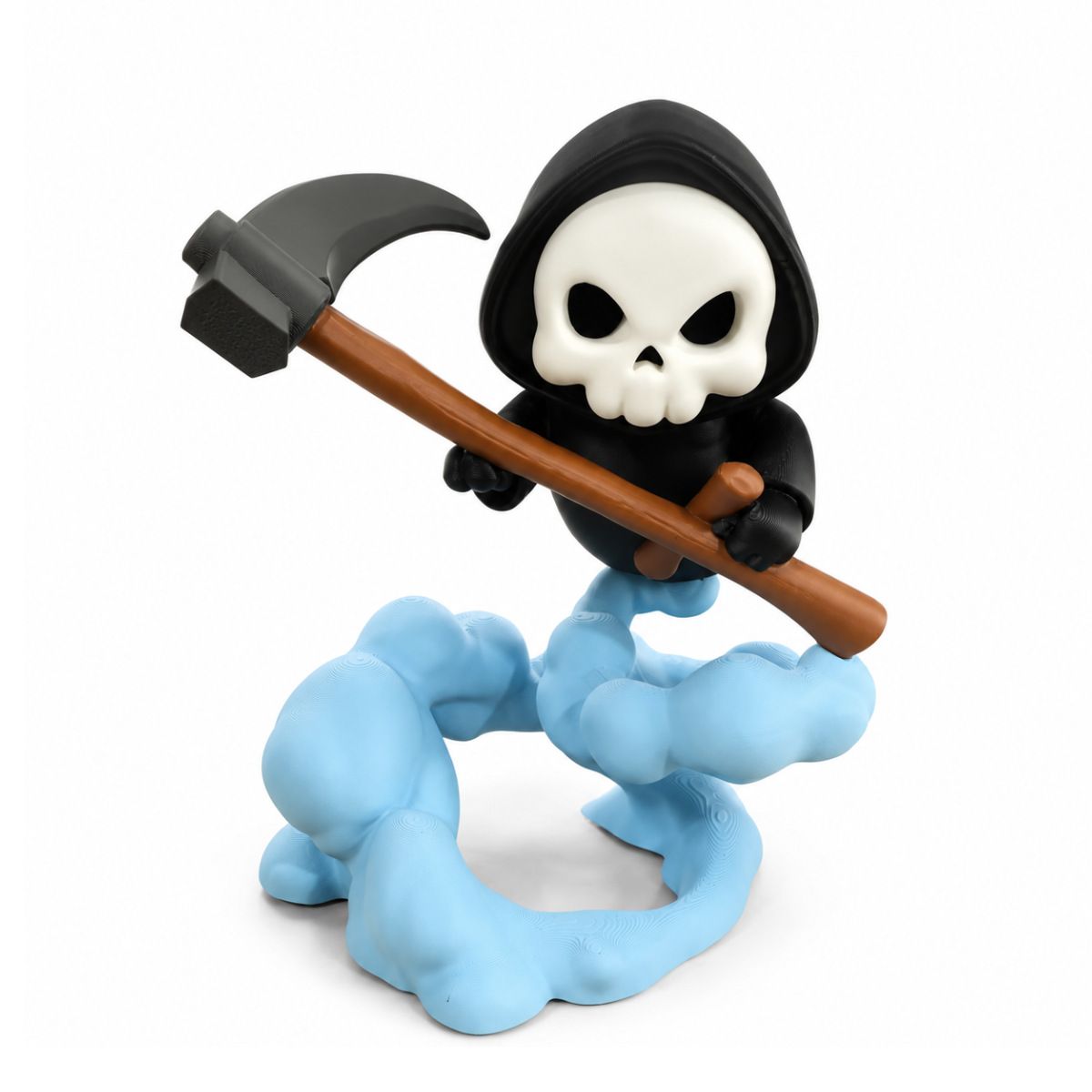 Cute Grim Reaper Figurine - 3D Printed Skeleton Display Model with Scythe and