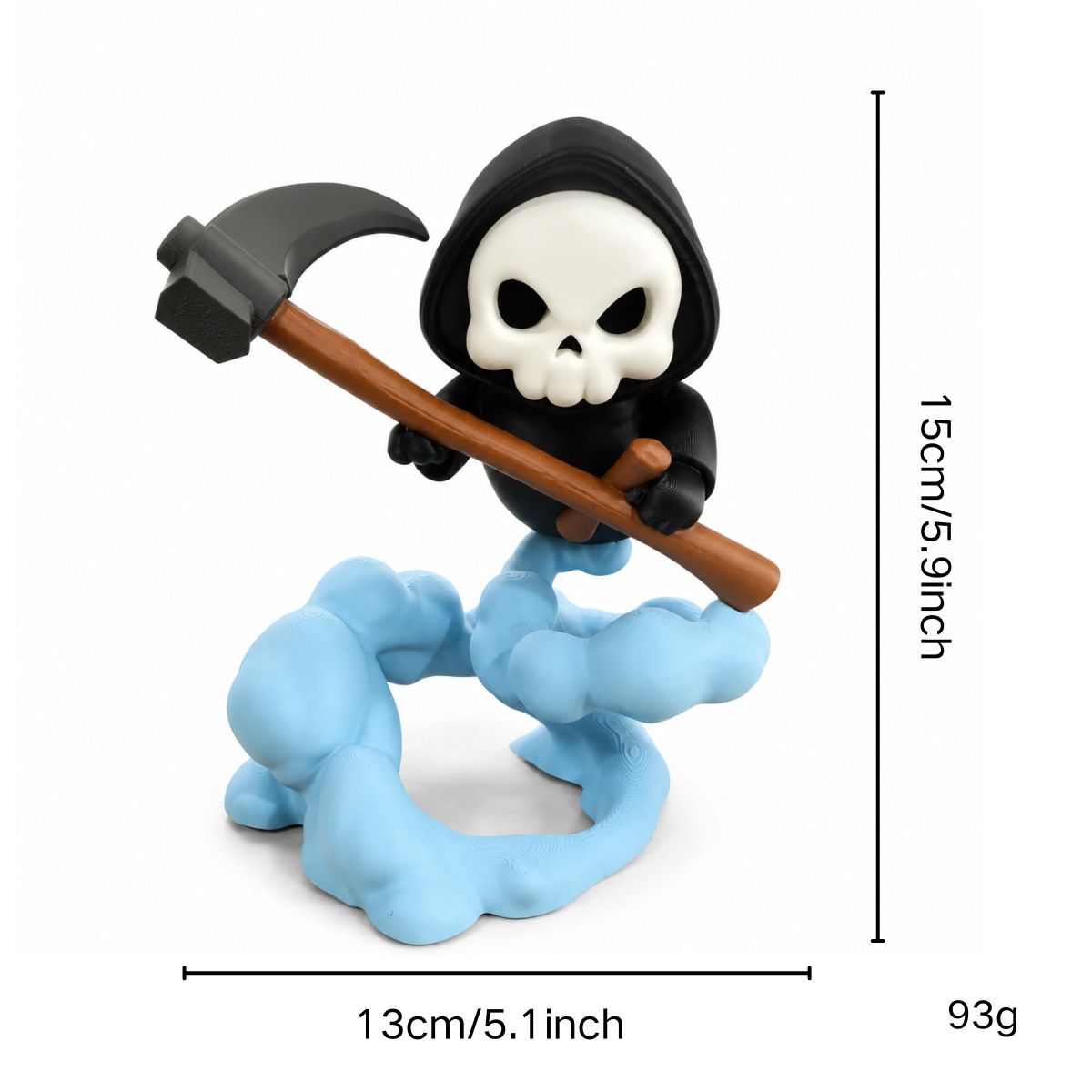 Cute Grim Reaper Figurine - 3D Printed Skeleton Display Model with Scythe and view 6