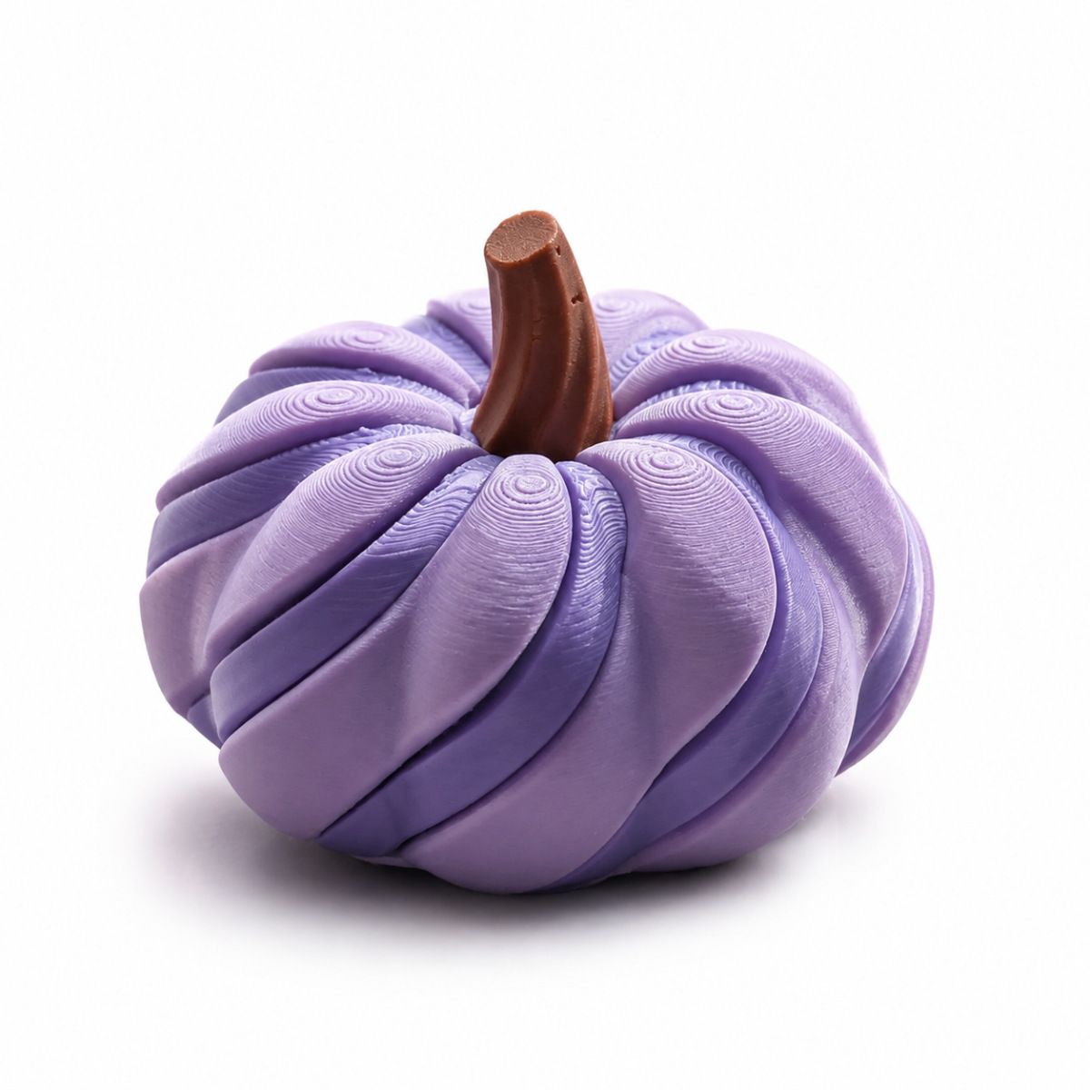 3D Printed Spiral Pumpkin Decoration - Dark Purple Twisted Rib Design