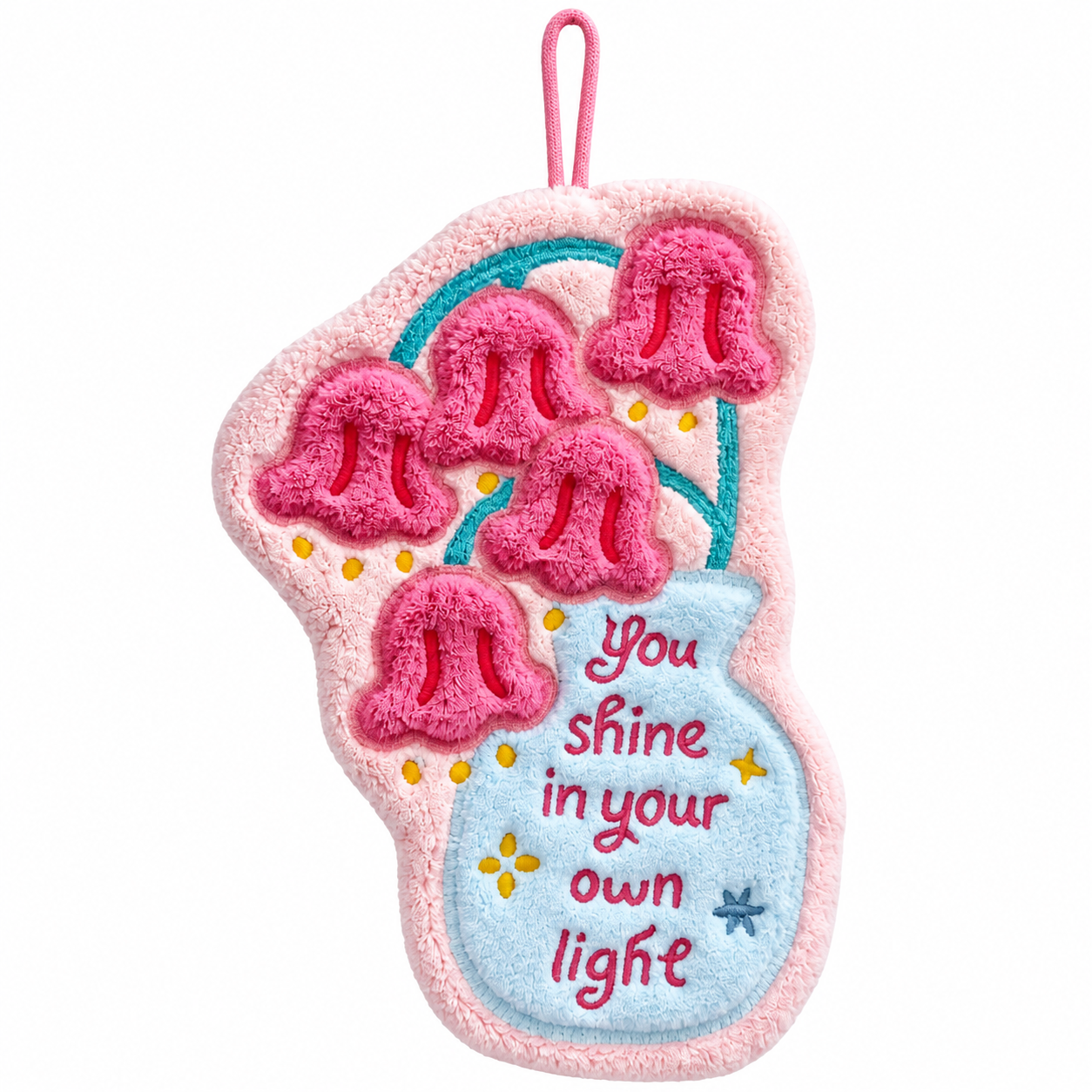 Cute Tulip Vase Hanging Hand Towel - Soft Coral Fleece Absorbent Flower Hand
