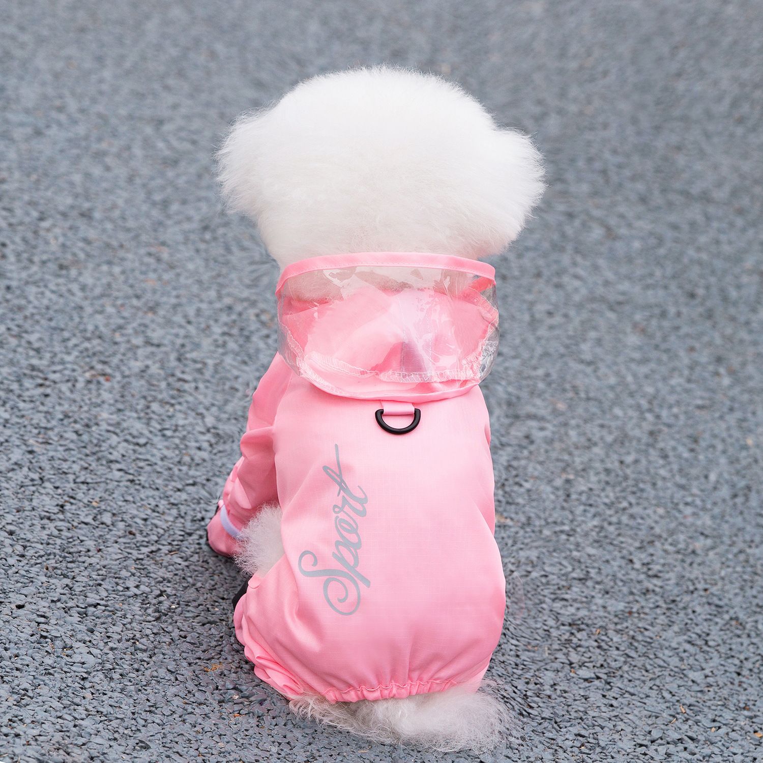 Pink Full Body Dog Raincoat with Waterproof Boots and Clear Visor Hood (XXL) view 3