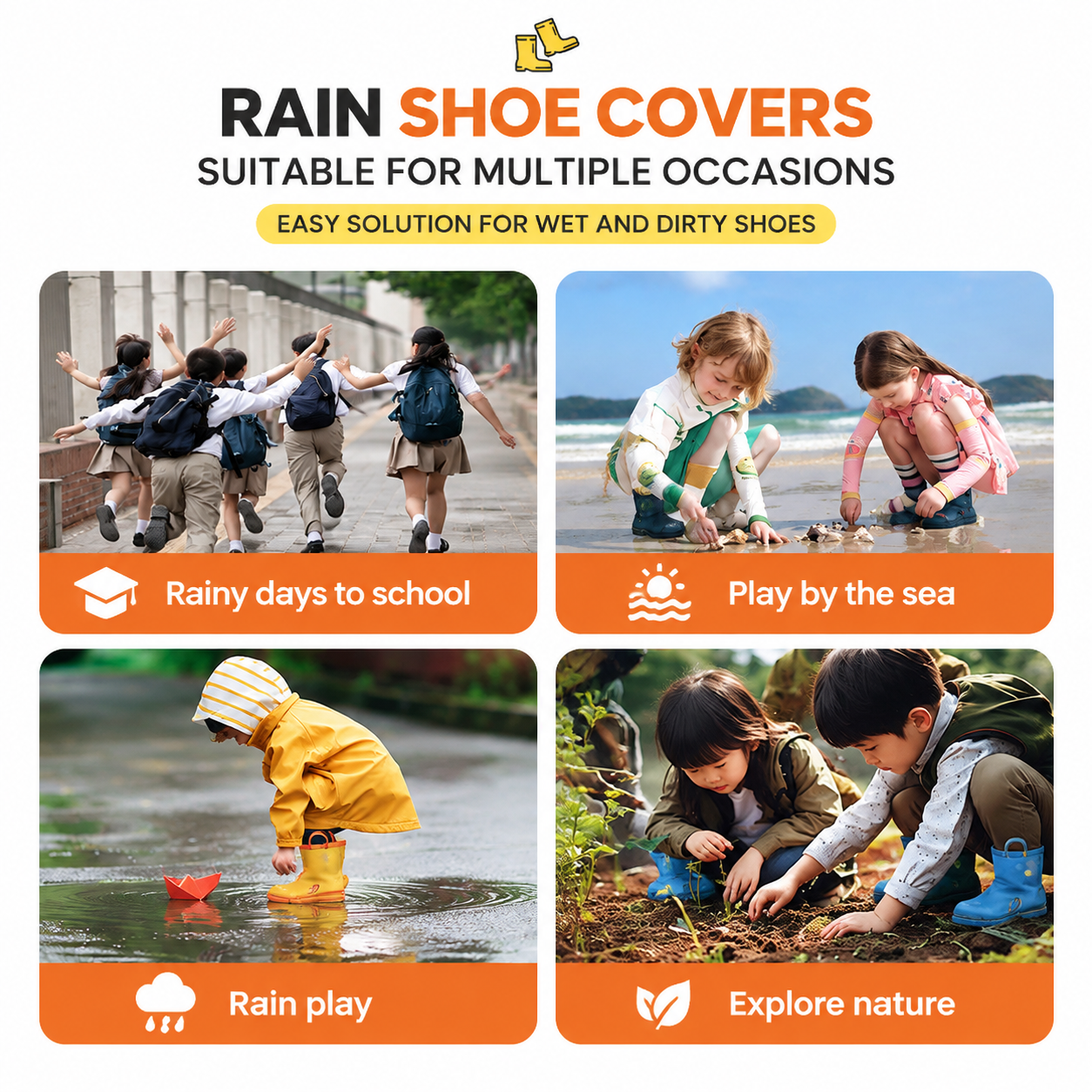 Blue Waterproof Pull-On Rain Overshoes (3XL)- Wide Entry Shoe Protectors with view 4