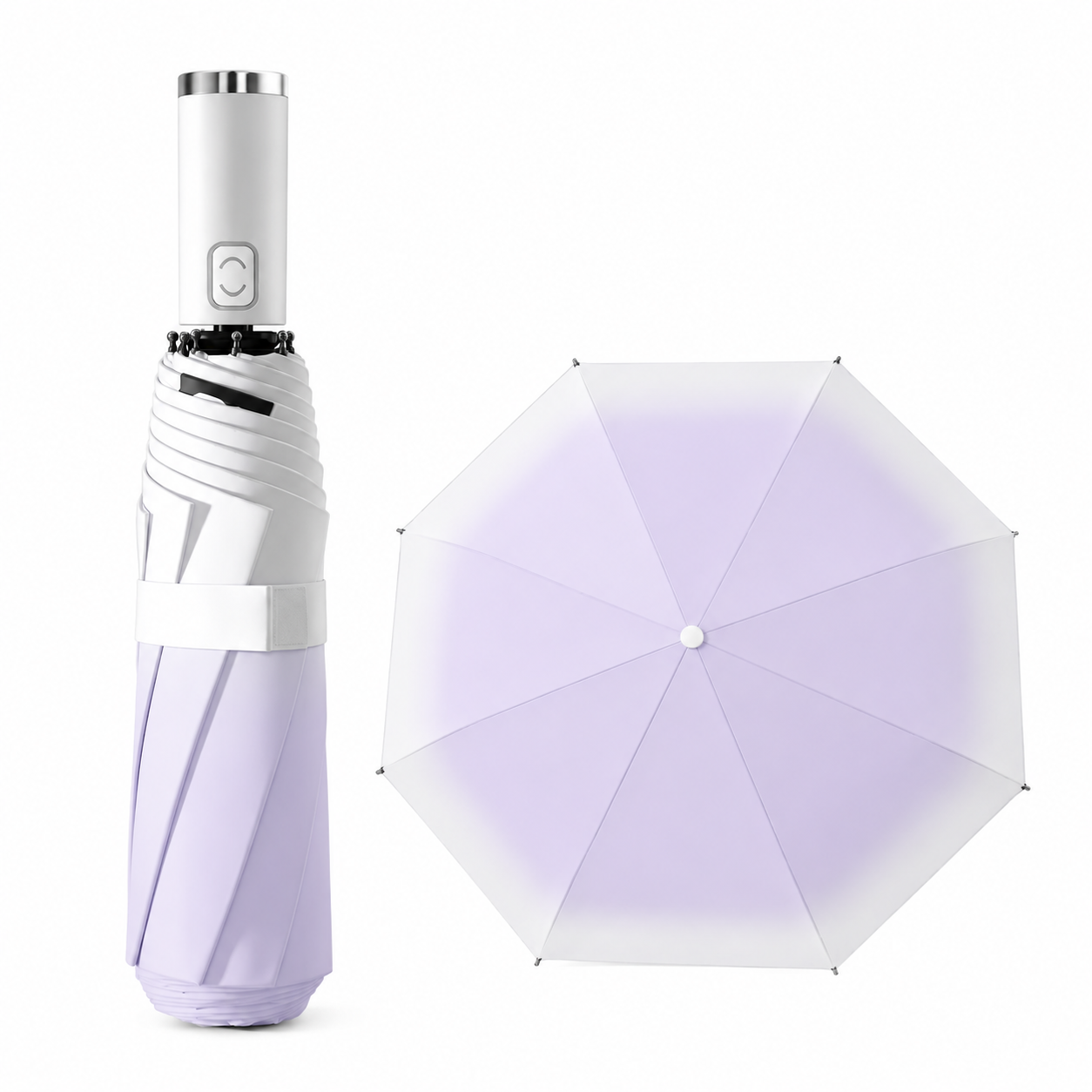Purple Gradient 40-Rib Automatic Folding Umbrella - 105 cm Large Canopy with