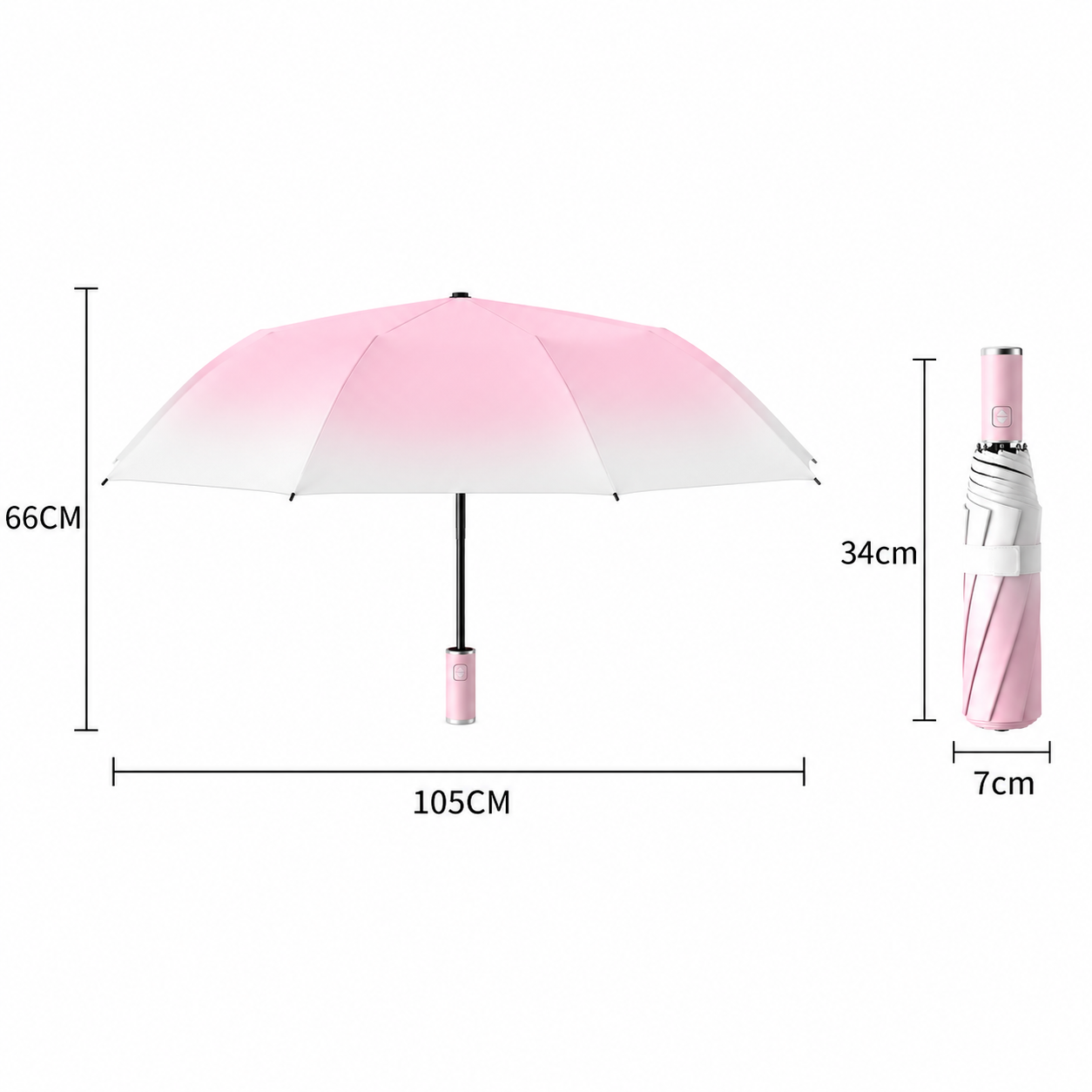 Blue Gradient 40-Rib Automatic Folding Umbrella - 105 cm Large Canopy with view 5