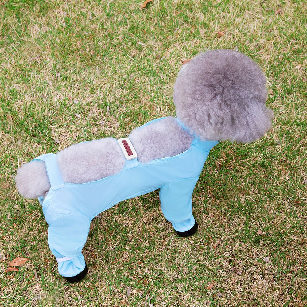 Blue Size S Four-Leg Dog Rain Suit with Paw Covers - Waterproof Pet Jumpsuit view 3