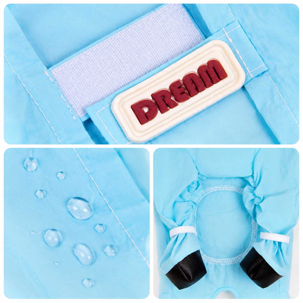 Blue Size S Four-Leg Dog Rain Suit with Paw Covers - Waterproof Pet Jumpsuit view 4