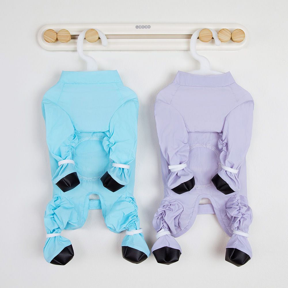 Purple Size M Four-Leg Dog Rain Suit with Paw Covers - Waterproof Pet Jumpsuit view 6