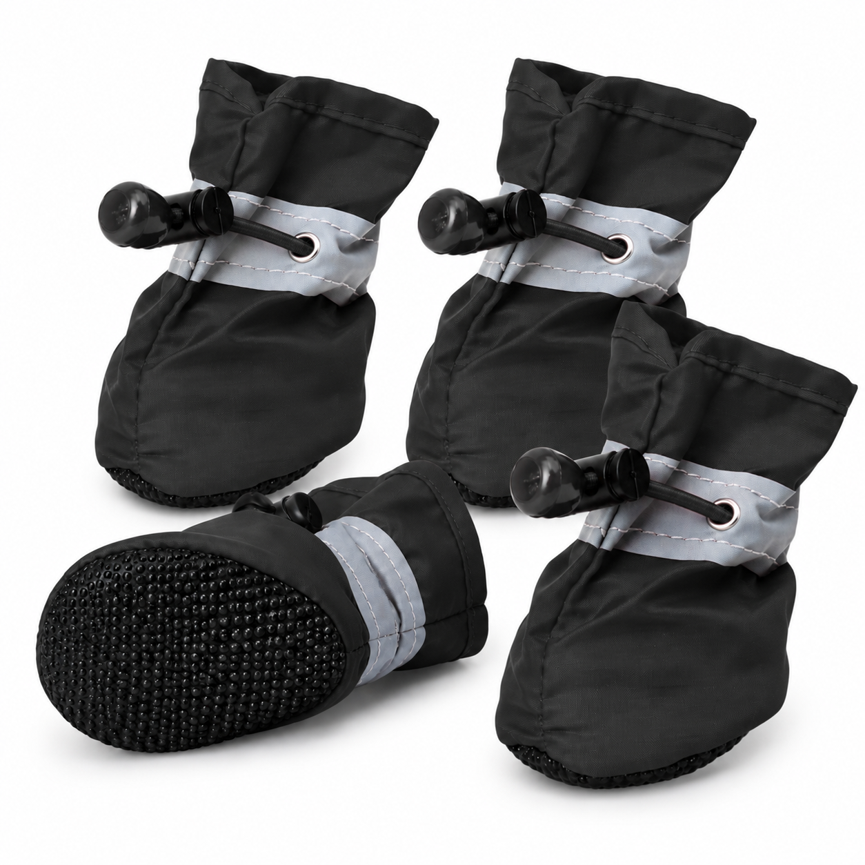 Black 4 Pack Waterproof Dog Boots (Size 1) - Reflective Paw Protectors with view 2