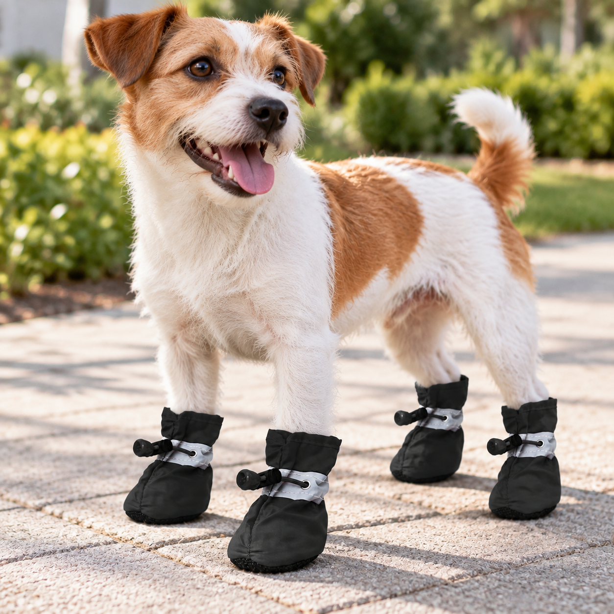 Black 4 Pack Waterproof Dog Boots (Size 4) - Reflective Paw Protectors with view 3