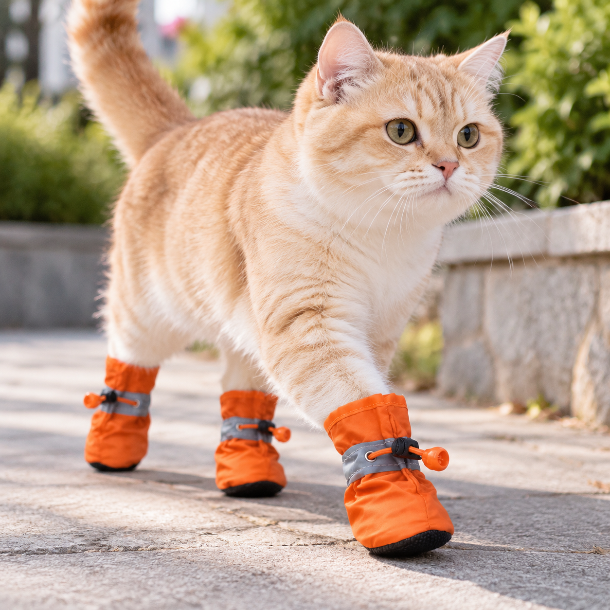 Orange 4 Pack Waterproof Dog Boots (Size 4) - Reflective Paw Protectors with view 3
