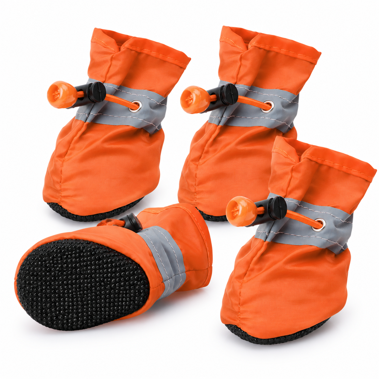 Orange 4 Pack Waterproof Dog Boots (Size 6) - Reflective Paw Protectors with view 2