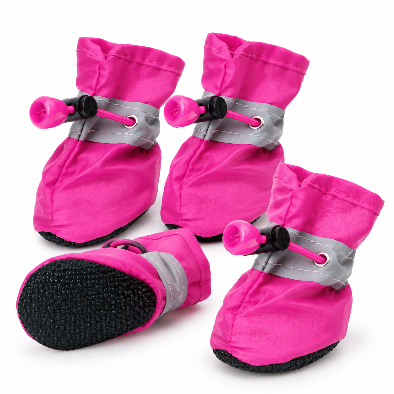 Rose Red 4 Pack Waterproof Dog Boots (Size 1) - Reflective Paw Protectors with view 3