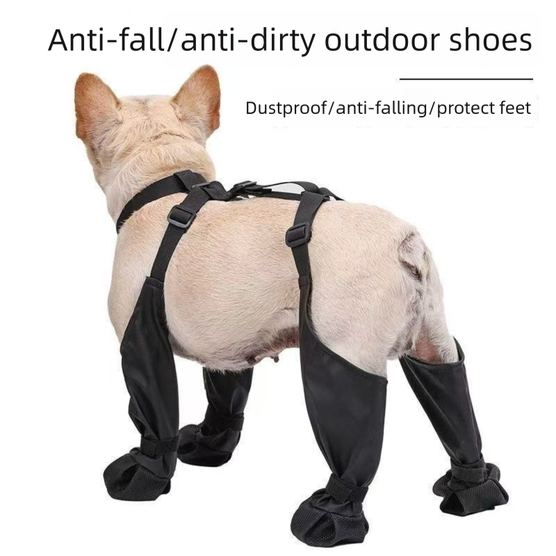 Black L Adjustable Dog Rain Boots - Waterproof Paw and Leg Covers with view 5