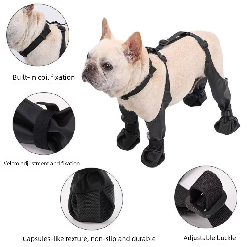 Yellow XS Adjustable Dog Rain Boots - Waterproof Paw and Leg Covers with view 5