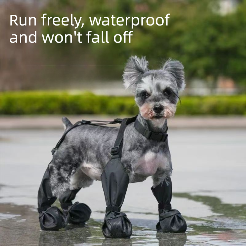 Blue XS Adjustable Dog Rain Boots - Waterproof Paw and Leg Covers with view 3