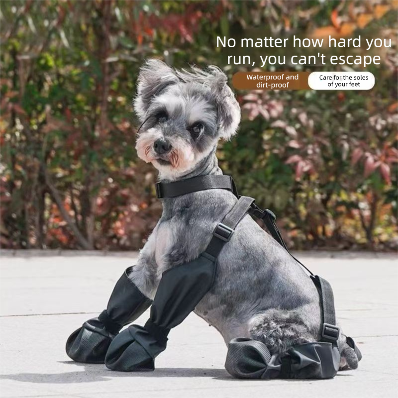 Blue M Adjustable Dog Rain Boots - Waterproof Paw and Leg Covers with view 4
