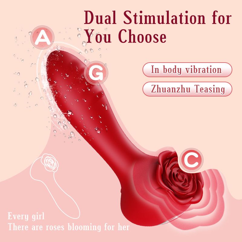 Rose Dual Stimulation Vibrator - 10 Vibration Modes view 3