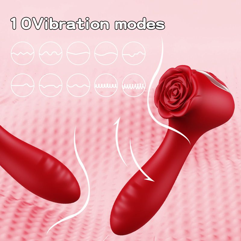 Rose Dual Stimulation Vibrator - 10 Vibration Modes view 4