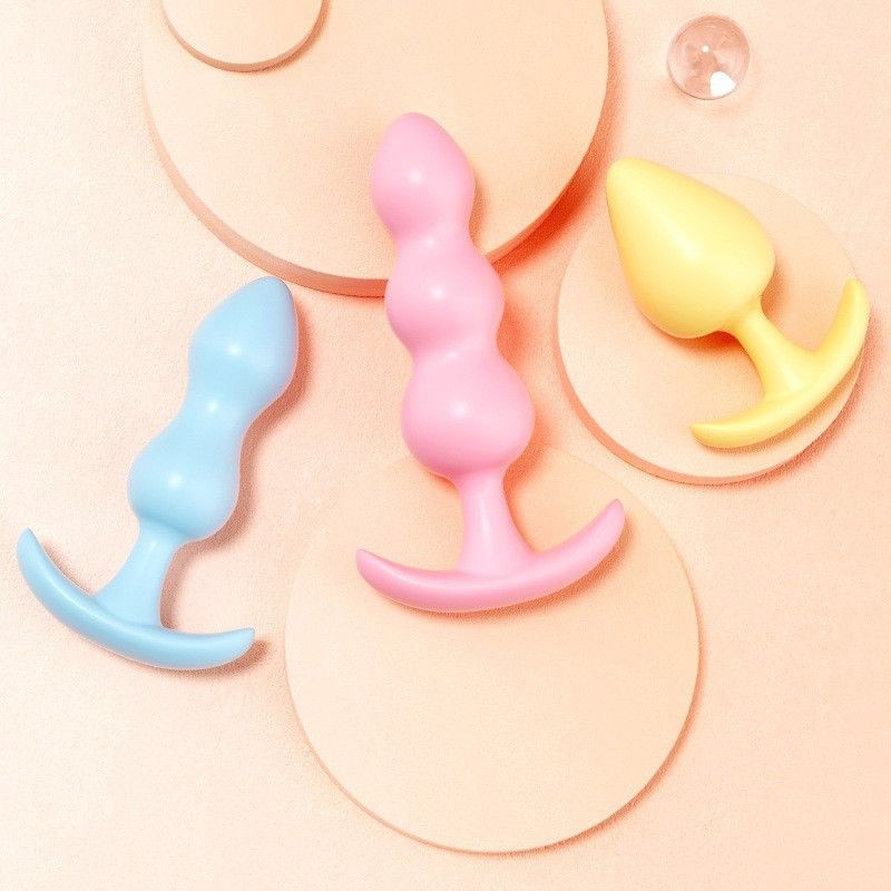3 Piece TPE Anal Plug Set - Soft Flexible Jelly Butt Plugs with Graduated Shapes view 2
