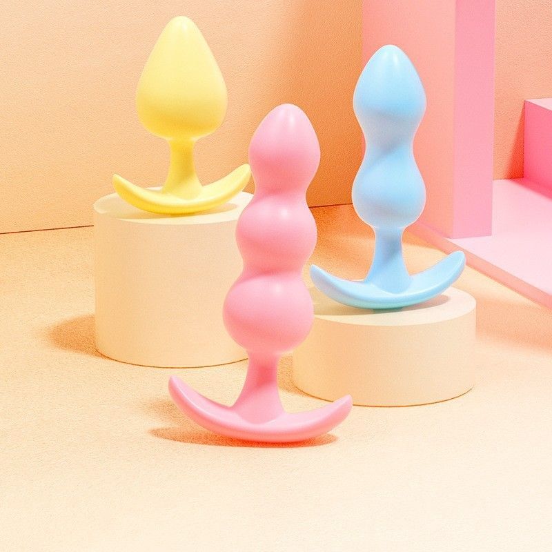 3 Piece TPE Anal Plug Set - Soft Flexible Jelly Butt Plugs with Graduated Shapes view 3
