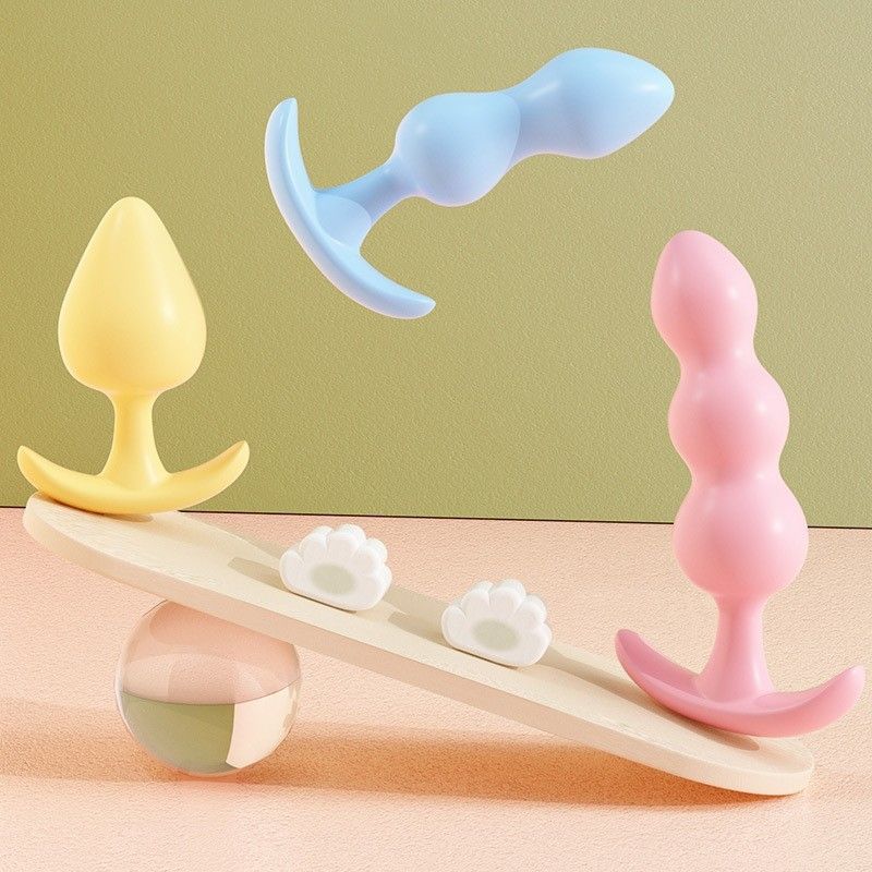 3 Piece TPE Anal Plug Set - Soft Flexible Jelly Butt Plugs with Graduated Shapes view 4