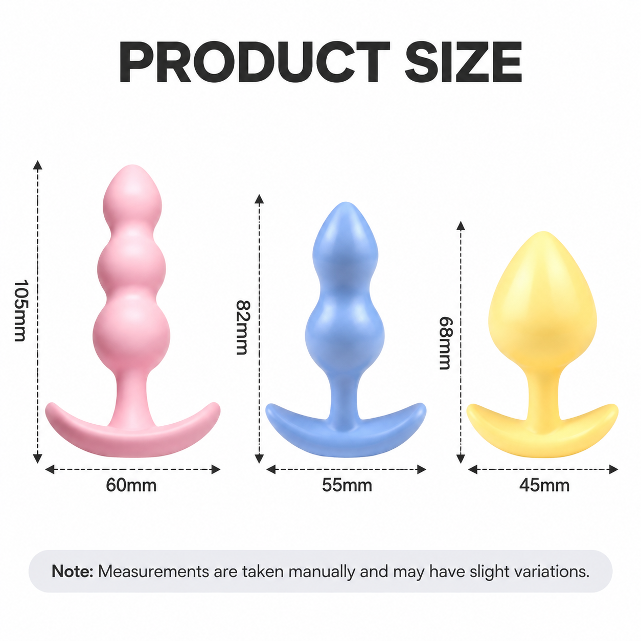 3 Piece TPE Anal Plug Set - Soft Flexible Jelly Butt Plugs with Graduated Shapes view 5