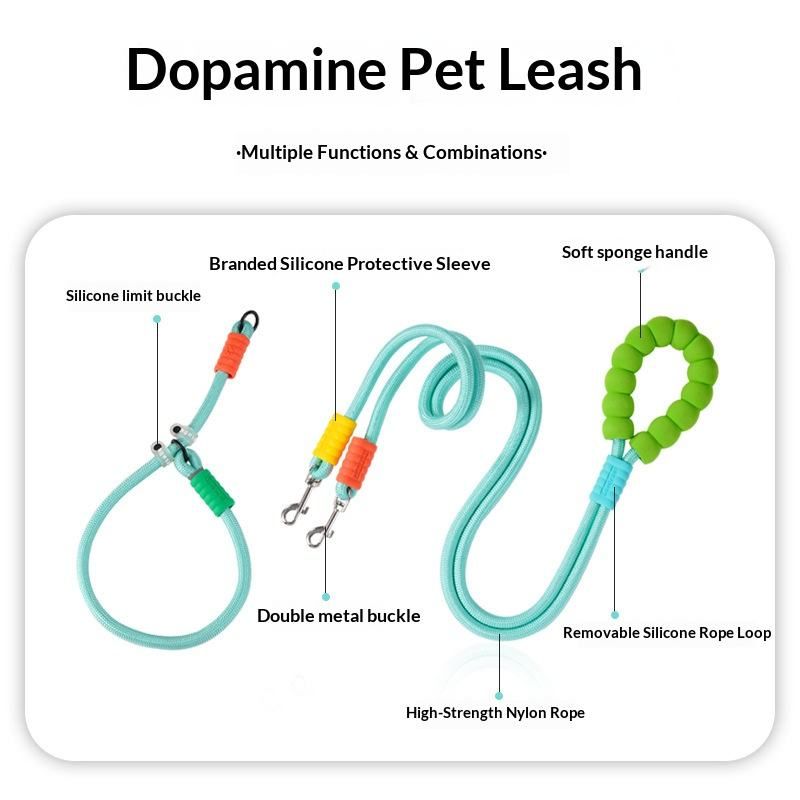 Purple Double Dog Leash and Collar Set - Braided Rope Dual Lead with Padded Handle view 5