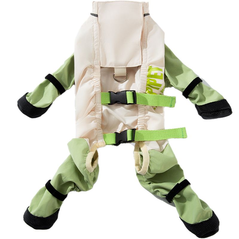 Size L Dog Raincoat and Leash Set - Four-Leg Waterproof Dog Suit with Paw Covers view 7