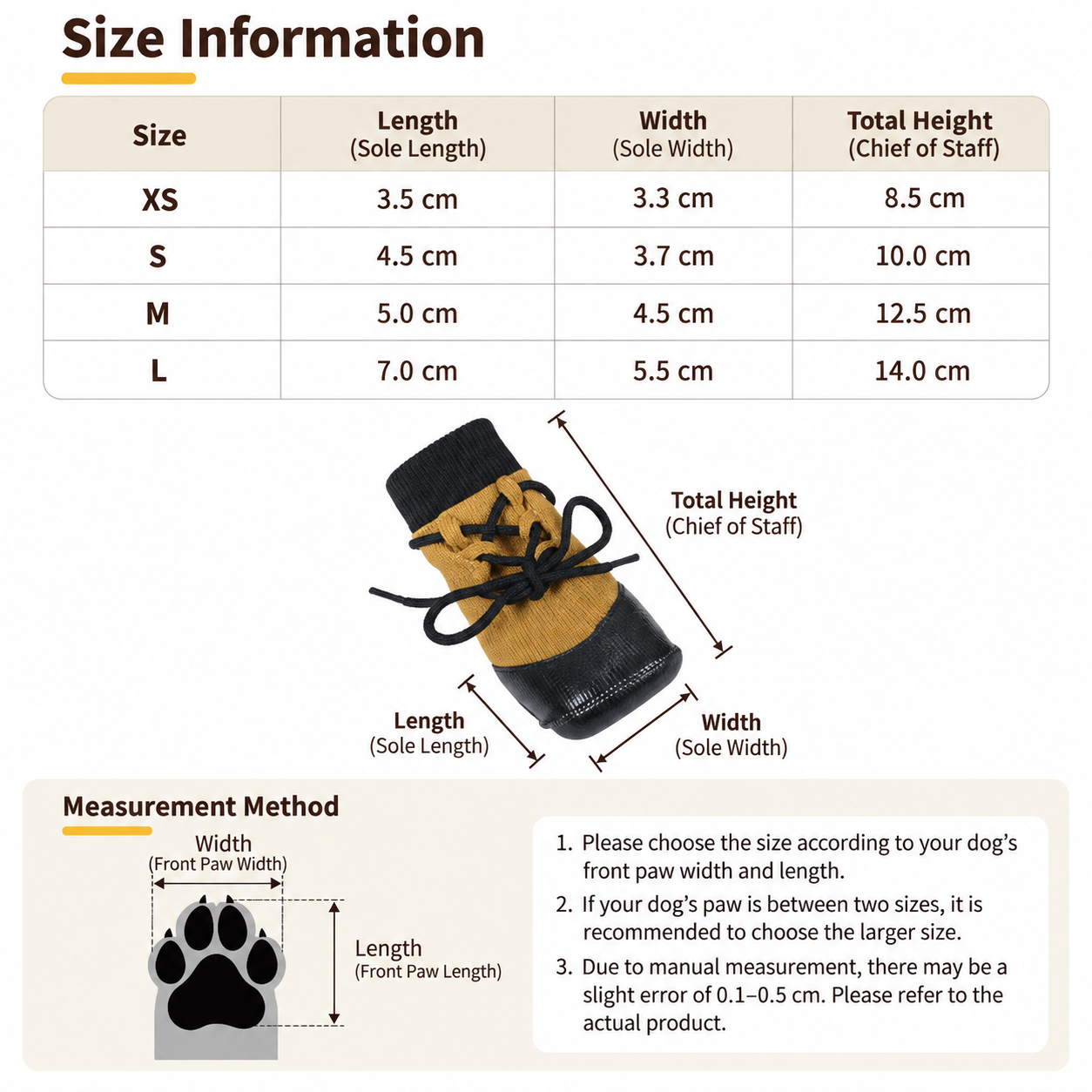 Yellow Waterproof Dog Boots (M)- Lace-Up Pet Paw Protectors with Non-Slip view 3