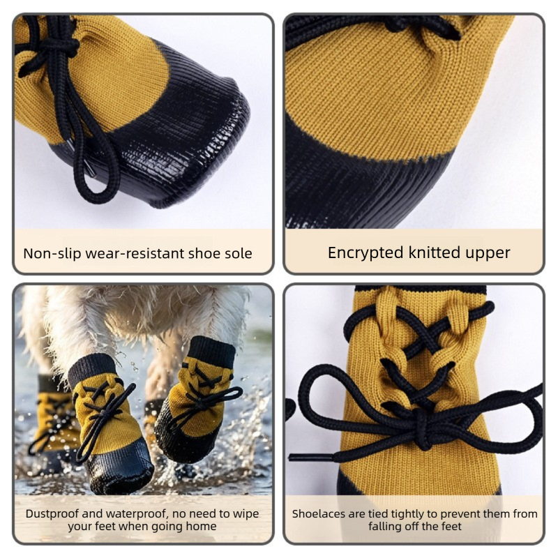 Gray-Blue Waterproof Dog Boots (XS)- Lace-Up Pet Paw Protectors with Non-Slip view 5