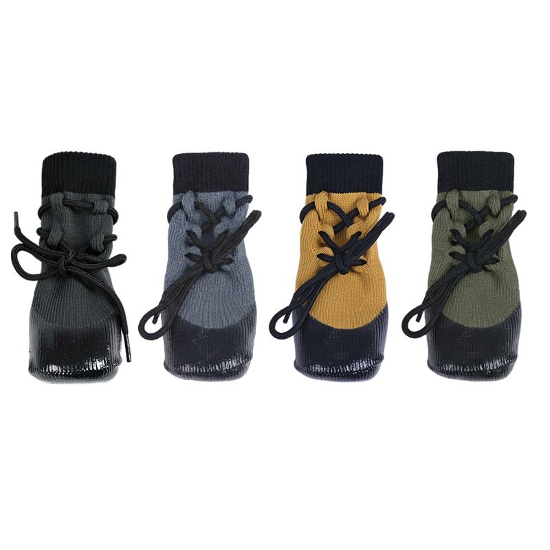 Gray-Blue Waterproof Dog Boots (XS)- Lace-Up Pet Paw Protectors with Non-Slip view 6