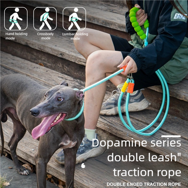 Orange Multi-Function Double Dog Leash - 1.8 m Single Leash or 1.2 m Dual Leash view 2