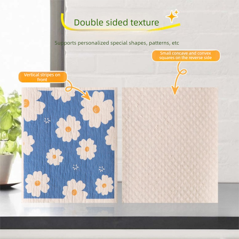 8 Pack Floral Kitchen Cleaning Cloths (Frangipani Pattern)- 17 x 20 cm view 2