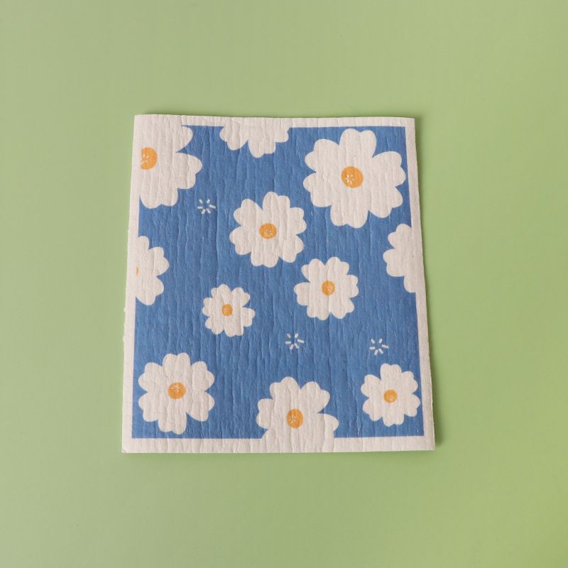 8 Pack Floral Kitchen Cleaning Cloths (Daisy Pattern)- 17 x 20 cm Reusable