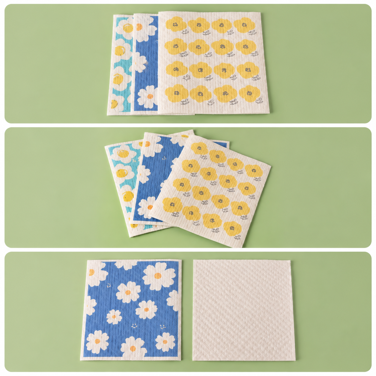 8 Pack Floral Kitchen Cleaning Cloths (Yellow Flower Pattern)- 17 x 20 cm view 5