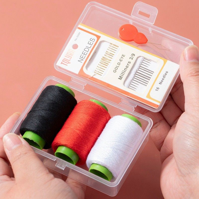 Portable Mini Sewing Kit (Red+White+Black Line)- Compact Clothing Repair Set