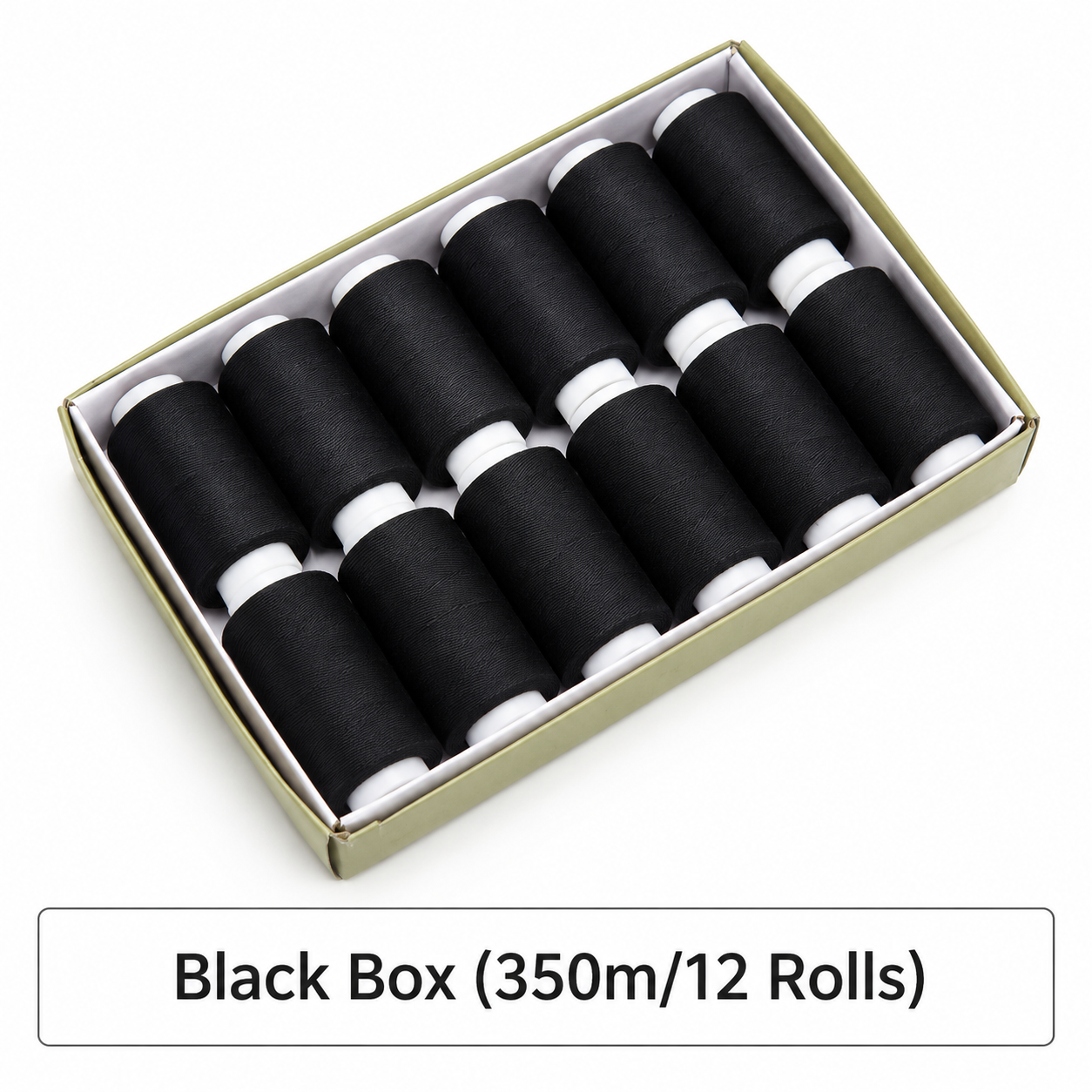 Black Sewing Thread 12 Pack - 350m Per Spool All Purpose Thread Set for Hand
