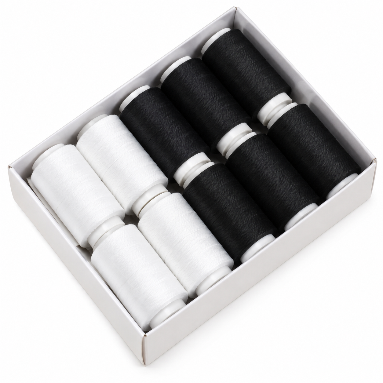 Black and White Sewing Thread 12 Pack - 350m Per Spool All Purpose Thread Set
