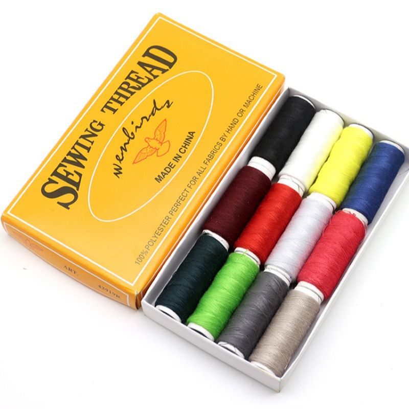 12 Colour Sewing Thread Set - 350m Per Spool Multi Colour Thread Pack for Hand