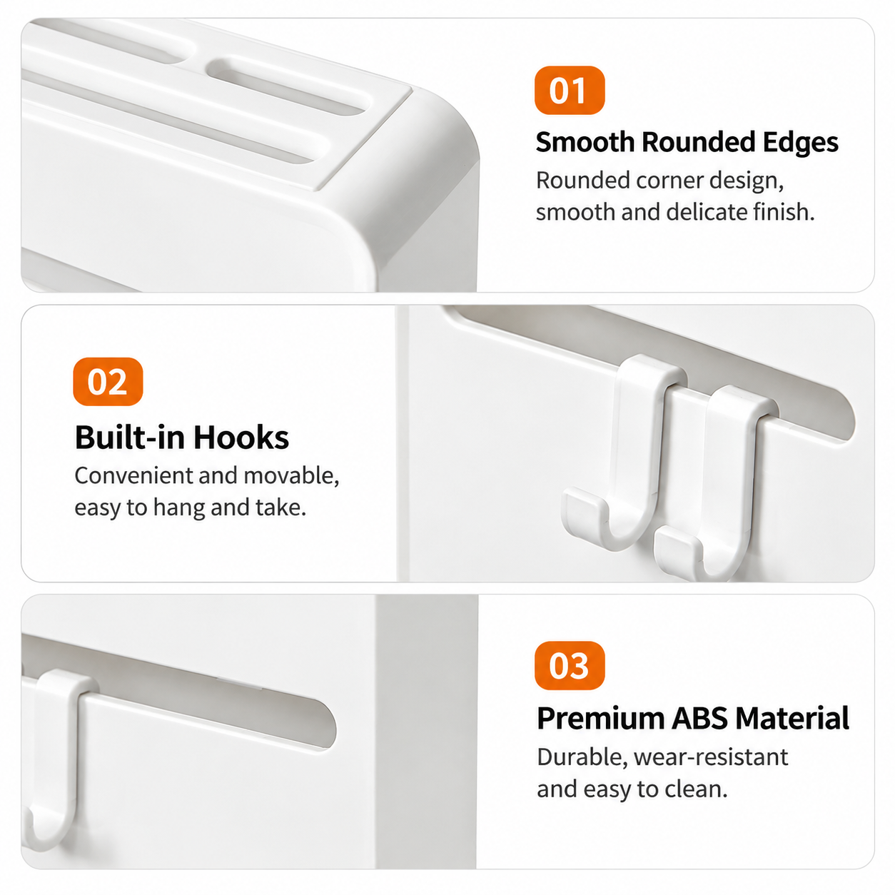 White Wall Mounted Knife and Scissor Storage Holder - 24.5 cm No Drill Kitchen view 7