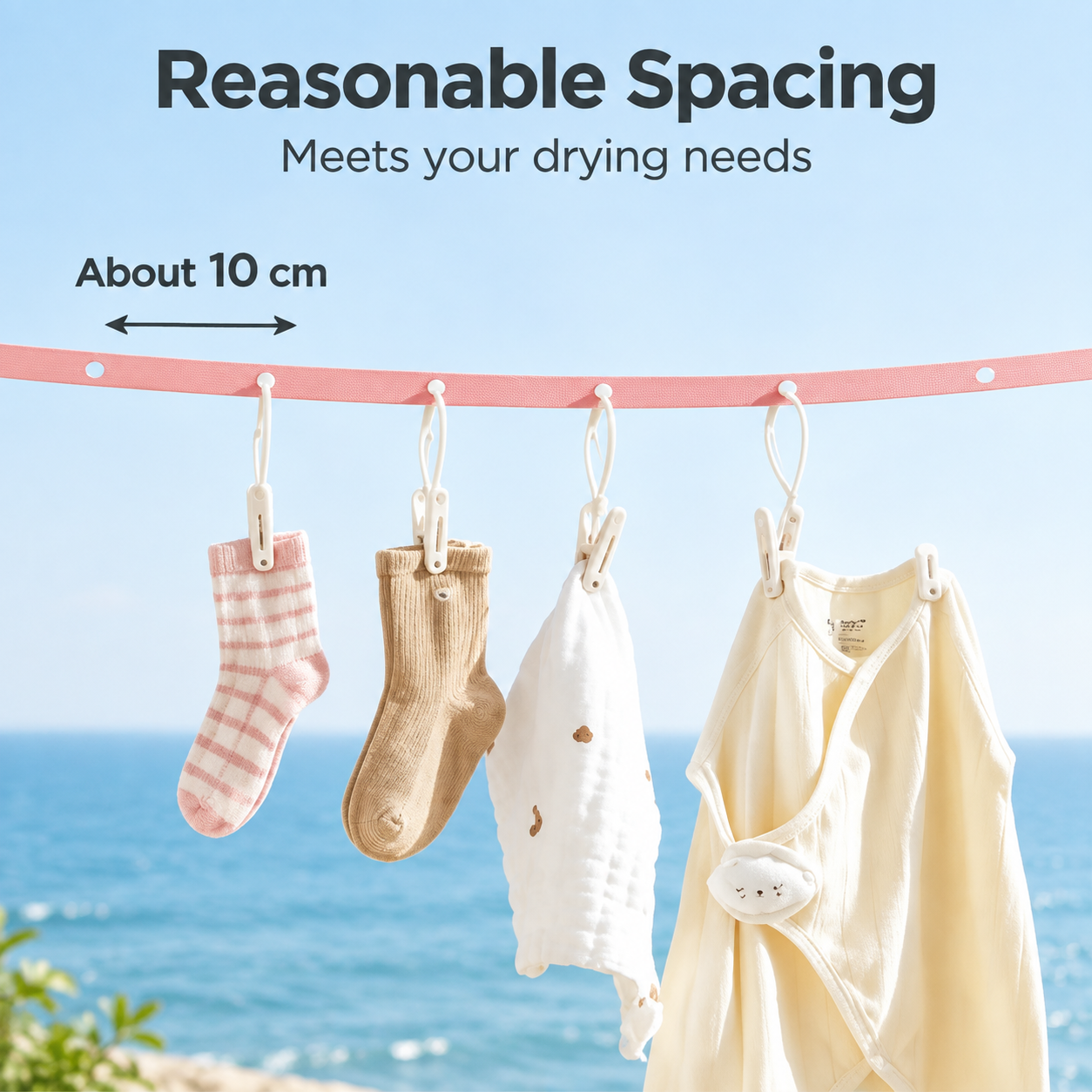 2 PCS Pink Portable Travel Clothesline with 34 Hanging Holes - Adjustable No view 5